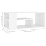Table basse blanc 100x50x40 cm bois d'ingénierie – Image 4