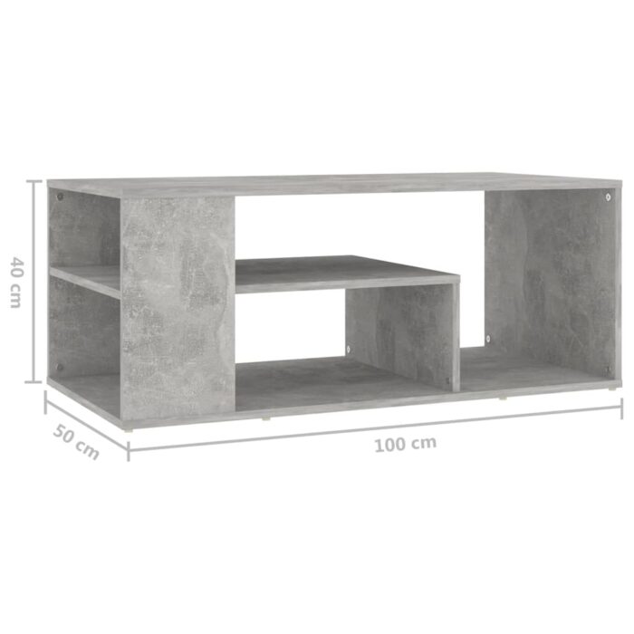 Table basse gris béton 100x50x40 cm bois d'ingénierie – Image 4