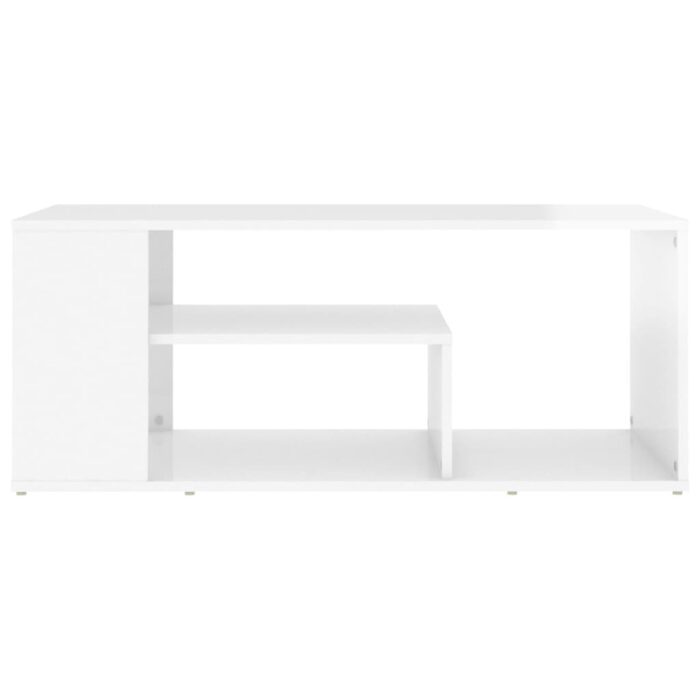 Table basse blanc brillant 100x50x40 cm bois d'ingénierie – Image 2