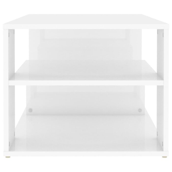 Table basse blanc brillant 100x50x40 cm bois d'ingénierie – Image 3