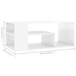 Table basse blanc brillant 100x50x40 cm bois d'ingénierie – Image 4