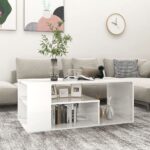 Table basse blanc brillant 100x50x40 cm bois d'ingénierie