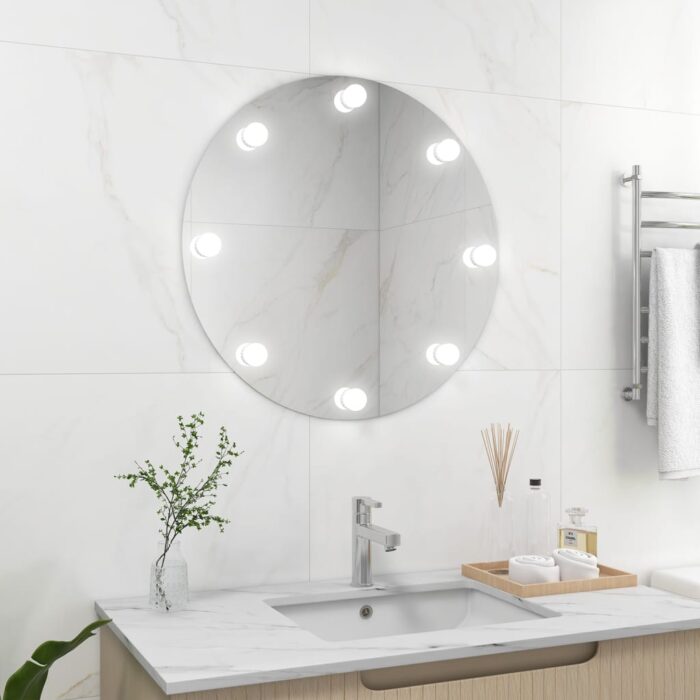 Miroir mural avec lampes LED Rond Verre – Image 1