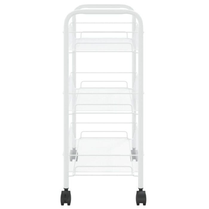 Chariot de cuisine à 3 niveaux Blanc 46x26x64 cm Fer – Image 2