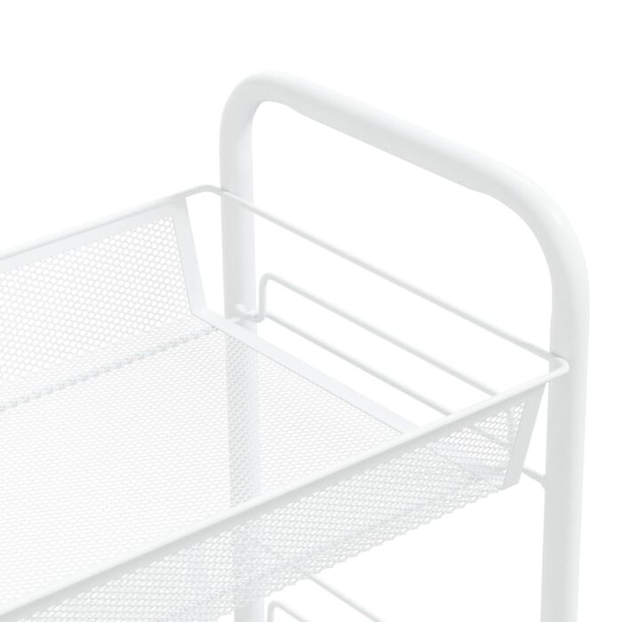 Chariot de cuisine à 3 niveaux Blanc 46x26x64 cm Fer – Image 3