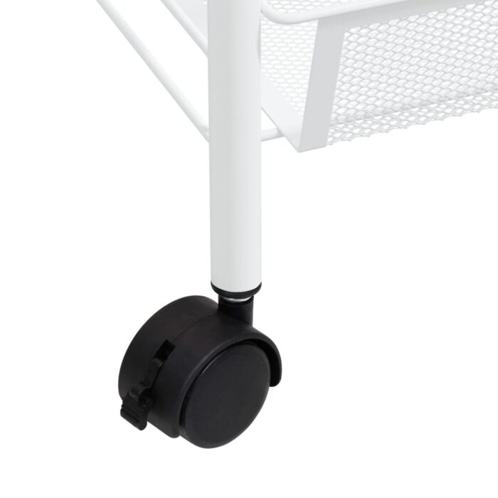 Chariot de cuisine à 3 niveaux Blanc 46x26x64 cm Fer – Image 4
