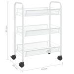 Chariot de cuisine à 3 niveaux Blanc 46x26x64 cm Fer – Image 5