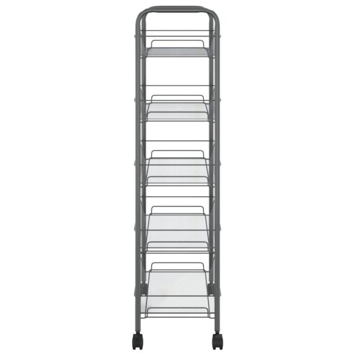 Chariot de cuisine à 5 niveaux Gris 46x26x105 cm Fer – Image 2