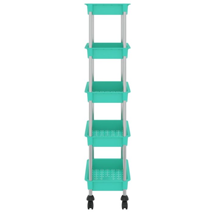 Chariot de cuisine 5 niveaux Turquoise 42x29x128 cm Fer et ABS – Image 2