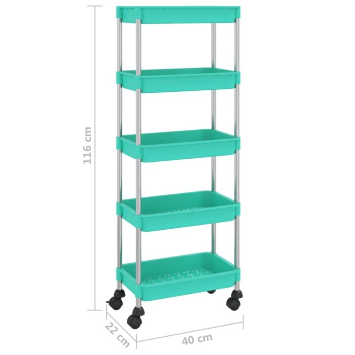 Chariot de cuisine 5 niveaux Turquoise 42x29x128 cm Fer et ABS – Image 5