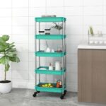 Chariot de cuisine 5 niveaux Turquoise 42x29x128 cm Fer et ABS