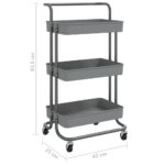 Chariot de cuisine 3 niveaux Gris 42x35x85 cm Fer et ABS – Image 5