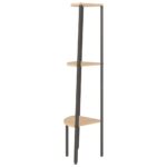 Étagère d'angle 3 niveaux Marron clair et noir 45,5x31,5x120 cm – Image 2
