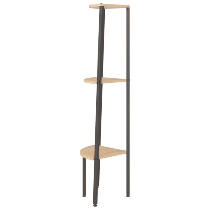 Étagère d'angle 3 niveaux Marron clair et noir 45,5x31,5x120 cm – Image 2