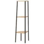 Étagère d'angle 3 niveaux Marron clair et noir 45,5x31,5x120 cm – Image 3