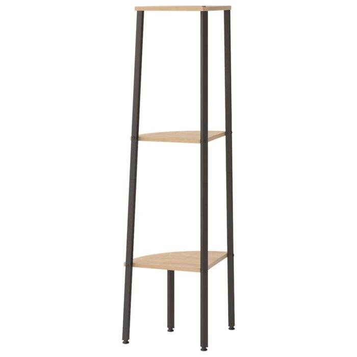 Étagère d'angle 3 niveaux Marron clair et noir 45,5x31,5x120 cm – Image 3