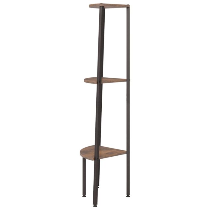 Étagère d'angle 3 niveaux Marron foncé et noir 45,5x31,5x120 cm – Image 2