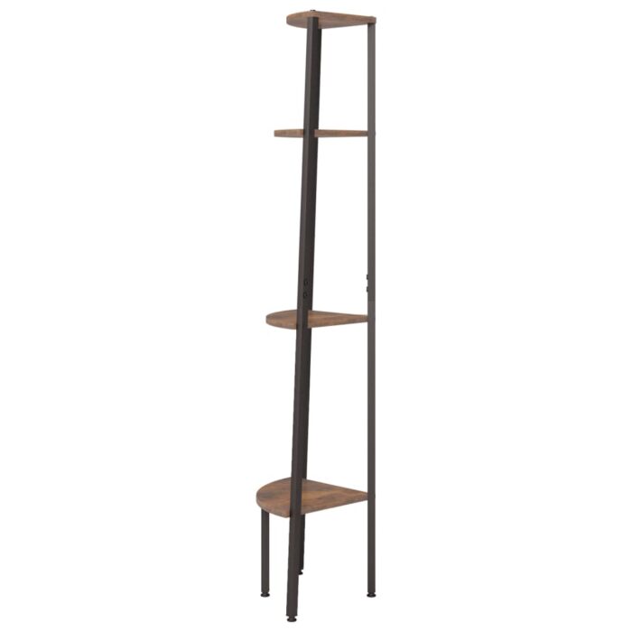 Étagère d'angle 4 niveaux Marron foncé et noir 45,5x31,5x150 cm – Image 2