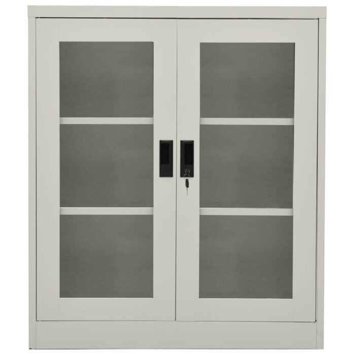 Armoire de bureau Gris clair 90x40x105 cm Acier – Image 2