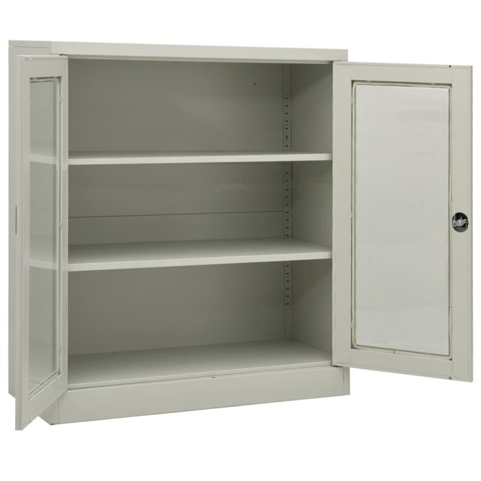 Armoire de bureau Gris clair 90x40x105 cm Acier – Image 5