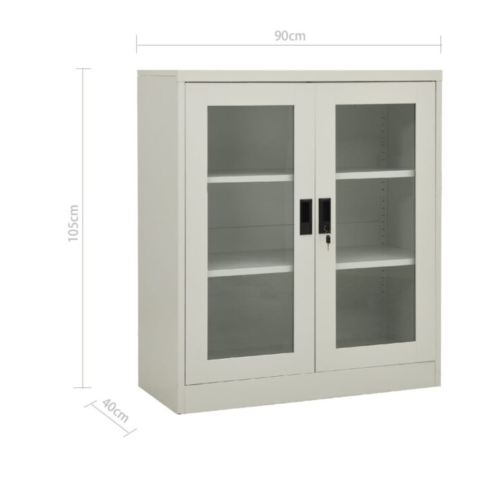 Armoire de bureau Gris clair 90x40x105 cm Acier – Image 7