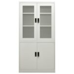 Armoire de bureau Gris clair 90x40x180 cm Acier – Image 2