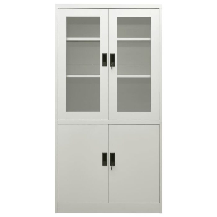 Armoire de bureau Gris clair 90x40x180 cm Acier – Image 2