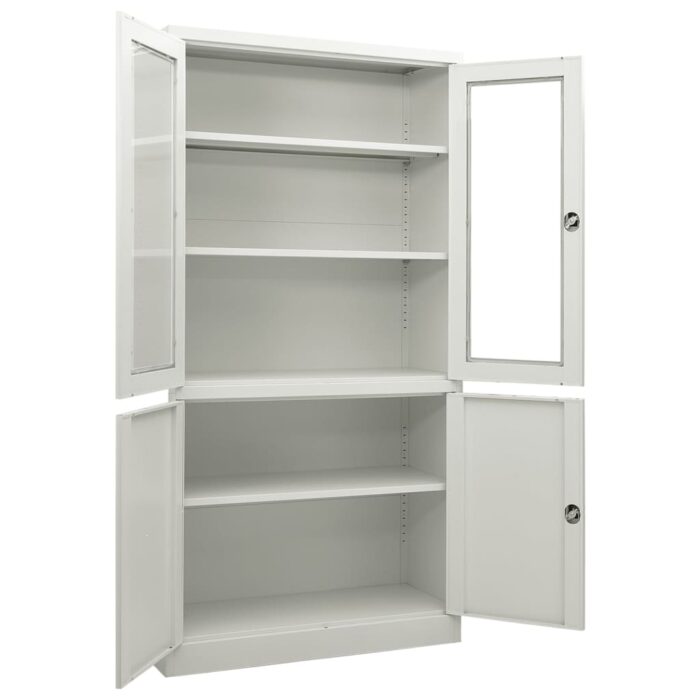 Armoire de bureau Gris clair 90x40x180 cm Acier – Image 5