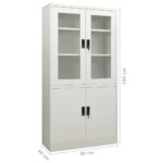 Armoire de bureau Gris clair 90x40x180 cm Acier – Image 7