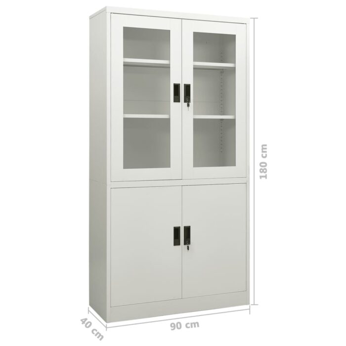 Armoire de bureau Gris clair 90x40x180 cm Acier – Image 7
