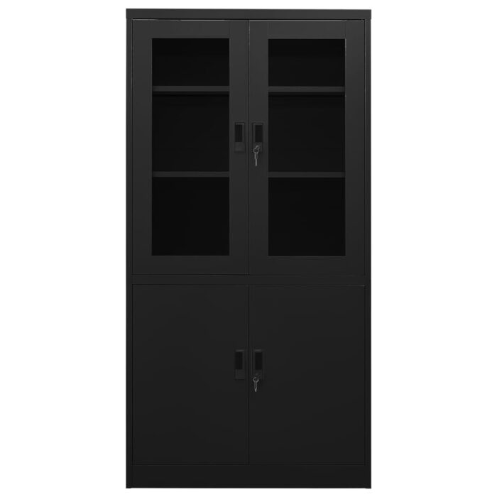 Armoire de bureau Noir 90x40x180 cm Acier – Image 2