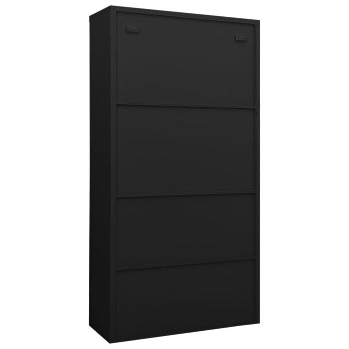 Armoire de bureau Noir 90x40x180 cm Acier – Image 4