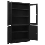 Armoire de bureau Noir 90x40x180 cm Acier – Image 5