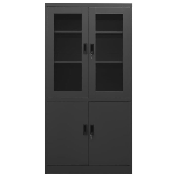 Armoire de bureau Anthracite 90x40x180 cm Acier – Image 2