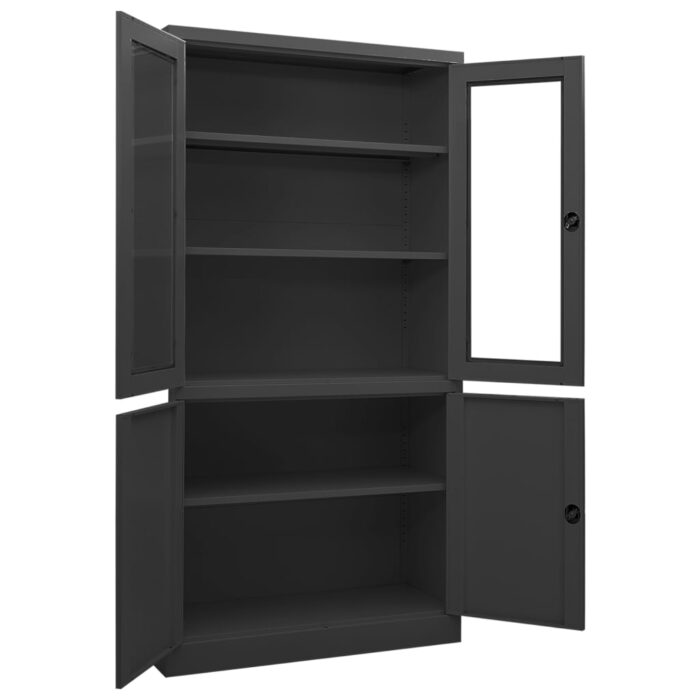 Armoire de bureau Anthracite 90x40x180 cm Acier – Image 5