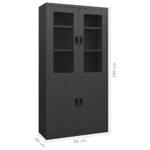 Armoire de bureau Anthracite 90x40x180 cm Acier – Image 7