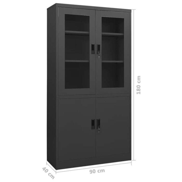 Armoire de bureau Anthracite 90x40x180 cm Acier – Image 7
