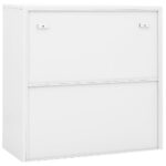 Armoire de bureau avec porte coulissante Blanc 90x40x90cm Acier – Image 5