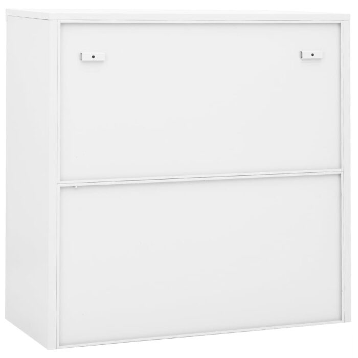 Armoire de bureau avec porte coulissante Blanc 90x40x90cm Acier – Image 5