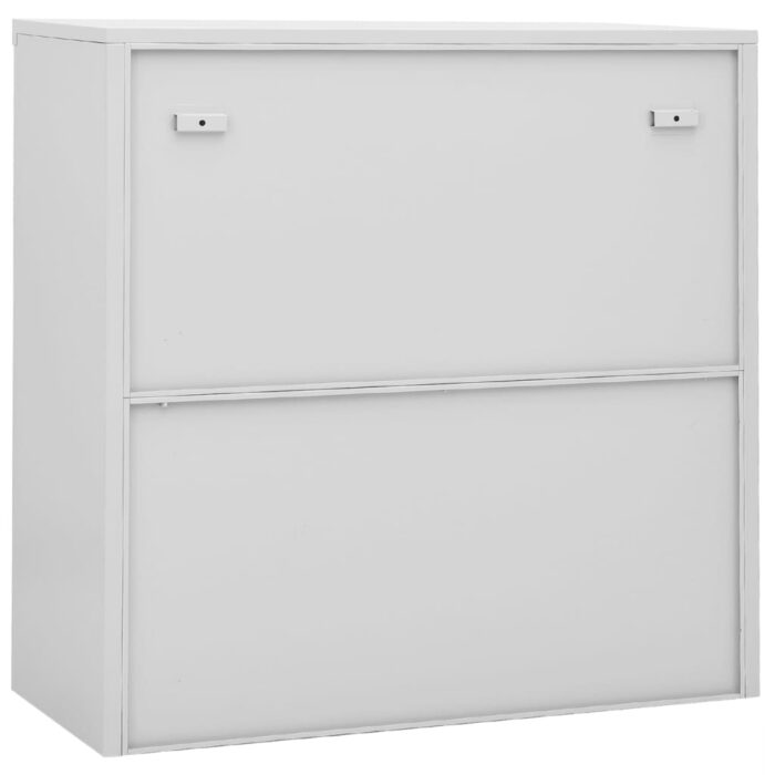 Armoire de bureau porte coulissante Gris clair 90x40x90cm Acier – Image 5
