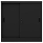 Armoire de bureau avec porte coulissante Noir 90x40x90 cm Acier – Image 2