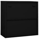 Armoire de bureau avec porte coulissante Noir 90x40x90 cm Acier – Image 5