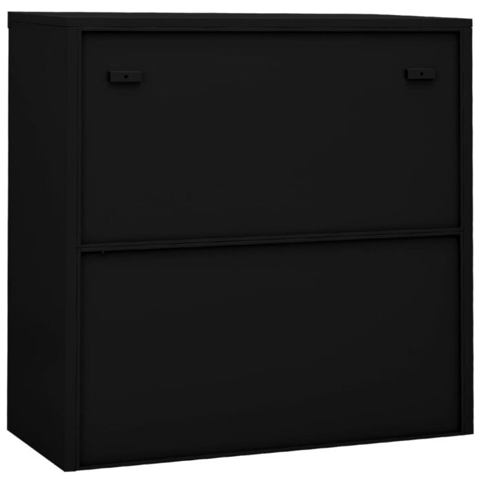 Armoire de bureau avec porte coulissante Noir 90x40x90 cm Acier – Image 5