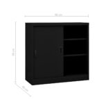 Armoire de bureau avec porte coulissante Noir 90x40x90 cm Acier – Image 7
