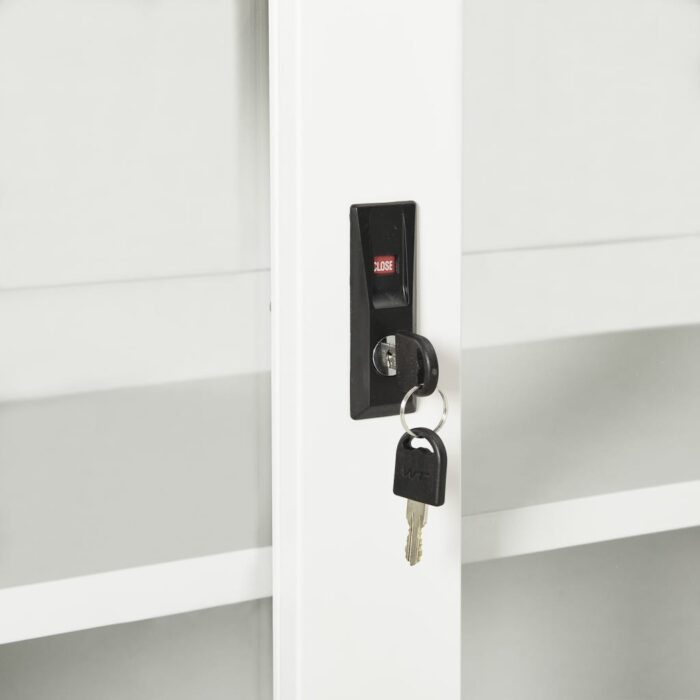 Armoire à portes coulissantes Blanc 90x40x90 cm Acier – Image 2