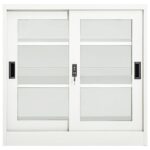 Armoire à portes coulissantes Blanc 90x40x90 cm Acier – Image 3