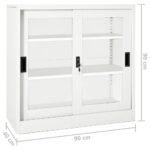 Armoire à portes coulissantes Blanc 90x40x90 cm Acier – Image 8
