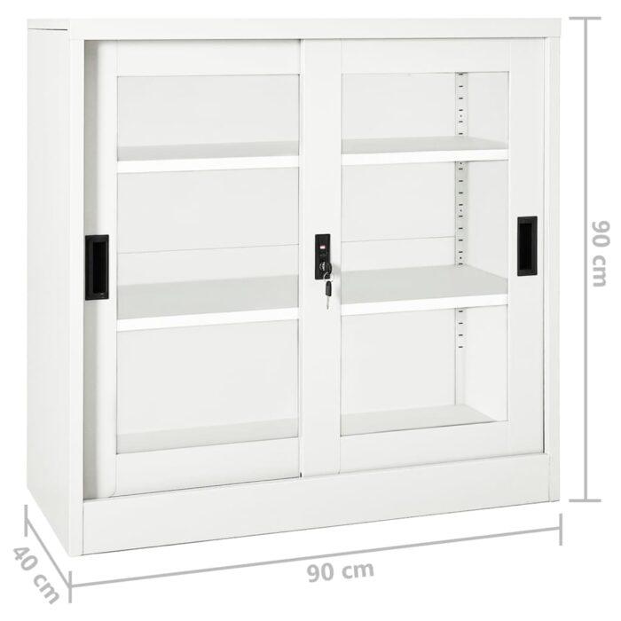Armoire à portes coulissantes Blanc 90x40x90 cm Acier – Image 8