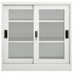 Armoire à portes coulissantes Gris clair 90x40x90 cm Acier – Image 3