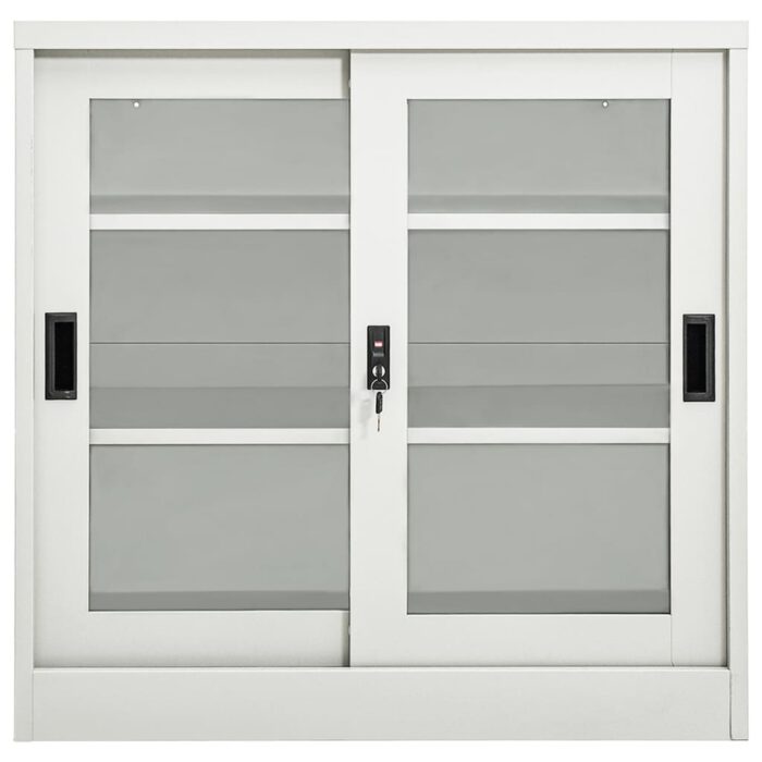 Armoire à portes coulissantes Gris clair 90x40x90 cm Acier – Image 3